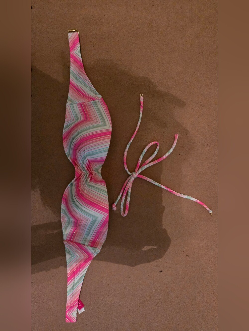 Victoria's Secret Pink, Teal & White Striped Swim Top